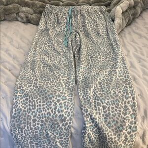 Women's Teal and Gray Leopard Print Pajama Pants